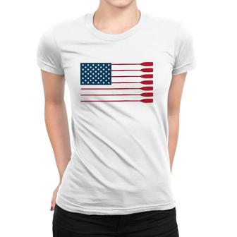 Cool American Flag Rowing Oar Funny Paddle Lover Rowers Women T-shirt | Mazezy