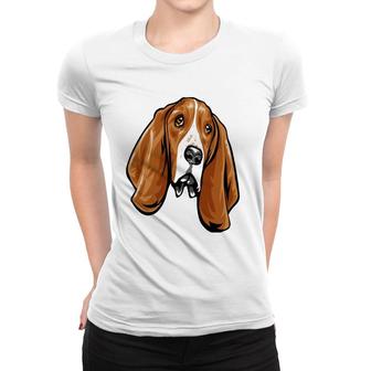 Cool Basset Hound Face Dog Lover Gift Women T-shirt | Mazezy