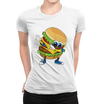 Cool Dabbing Burger Funny Street Dancer Hamburger Lover Gift Raglan Baseball Tee Women T-shirt | Mazezy