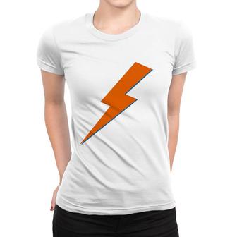 Cool Orange Blue Lightning Bolt Thunderlight Print Women T-shirt | Mazezy