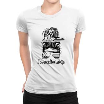 Corrections Wife Messy Bun Proud Correctional Officer Wife Women T-shirt | Mazezy