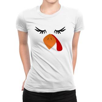 Cute Bird Face Funny Outfits For Thanksgiving Turkey Costume Women T-shirt | Mazezy