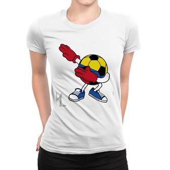 Dabbing Soccer Ball Colombia Jersey Colombian Football Women T-shirt | Mazezy