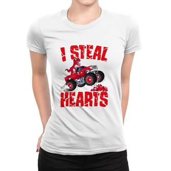 Dinosaur Ridding Truck I Steal Hearts Valentine's Day Boys Women T-shirt | Mazezy