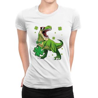 Dinosaurrex Kids Boys Lucky Shamrock StPatrick's Day Women T-shirt | Mazezy