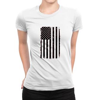 Distressed Black Usa Flag United States Women T-shirt | Mazezy
