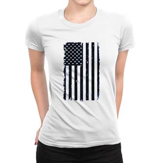 Distressed Black Usa Flag United States Women T-shirt | Mazezy