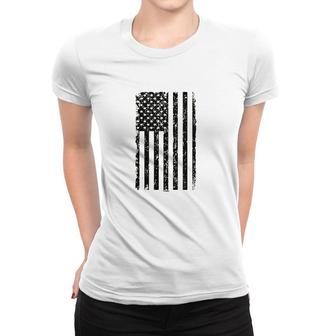 Distressed Black Usa Flag Women T-shirt | Mazezy