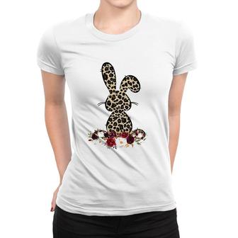 Easter Cute Gift For Her Mom Teen Girls Wife Leopard Bunny Women T-shirt | Mazezy