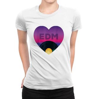 Edm Vinyl Disc Retro Vintage Electronic Dance Music Women T-shirt | Mazezy