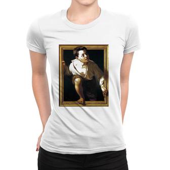 Escaping Criticism Optical Illusion Painting Art Women T-shirt | Mazezy