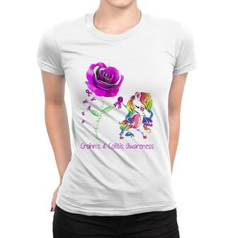 Faith Hope Love Unicorn Crohn's & Colitis Awareness Women T-shirt | Mazezy