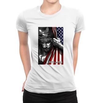 Faith Over Fear Jesus American Flag Patriot Christian Women T-shirt | Mazezy
