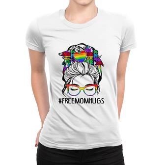 Free Mom Hugs Messy Bun Lgbt Pride Rainbow Women T-shirt | Mazezy DE
