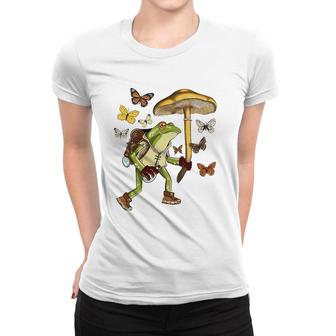 Frog Mushroom Umbrella Butterflies Cottagecore Goblincore Women T-shirt | Mazezy