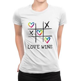 Fun Lgbtq Love Wins In Gay Pride Rainbow Colors - Gay Ally V-Neck Women T-shirt | Mazezy