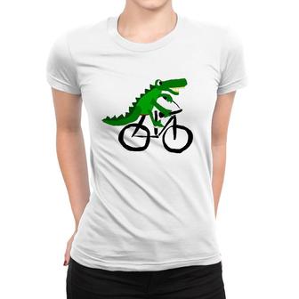 Funny Alligator Riding Bicycle Cartoon Women T-shirt - Thegiftio UK