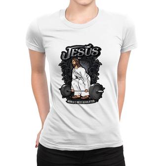 Funny Jesus Christian Weight Lifting Pun Men Him Gag Gifts Tank Top Women T-shirt | Mazezy