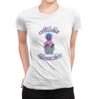 Funny Tropical Hawaiian Pineapple Aloha Beaches Women T-shirt | Mazezy