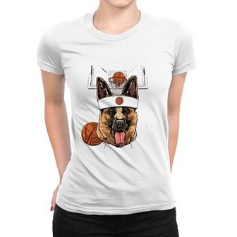 German Shepherd Basketball Dog Lovers Basketball Player Women T-shirt | Mazezy