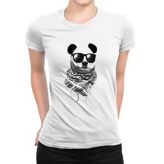 Giant Panda Wear Fishnet Pattern Keffiyeh Sunglass Women T-shirt | Mazezy