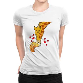 Giraffe Kissing Baby Africa Zoo Heart Mothers Day Gift Women T-shirt | Mazezy