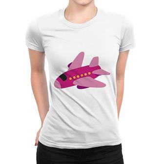 Girls Pink Airplane Pilot Women T-shirt | Mazezy