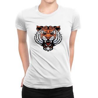 Growling Mouth Open Bengal Tiger Funny Women T-shirt | Mazezy