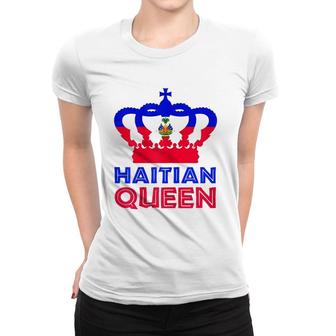 Haitian Queen Womens Red Blue Perfect Haiti Flag Crown Gift Women T-shirt | Mazezy