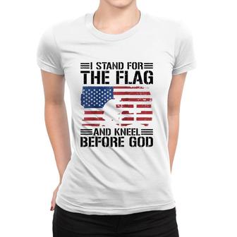 I Stand For The Flag And Kneel Before God Raglan Baseball Tee Women T-shirt | Mazezy