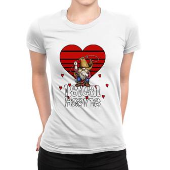 I Steal Hearts Gnome Boys Valentine's Day Kids Vintage Retro Women T-shirt | Mazezy DE