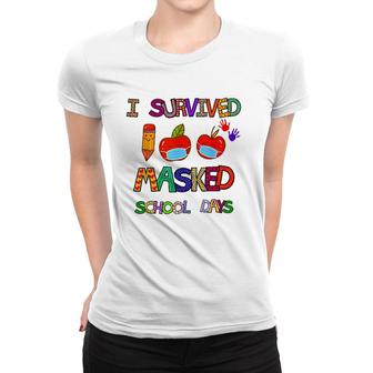I Survived 100 Masked School Days 100 Days Of School Women T-shirt | Mazezy