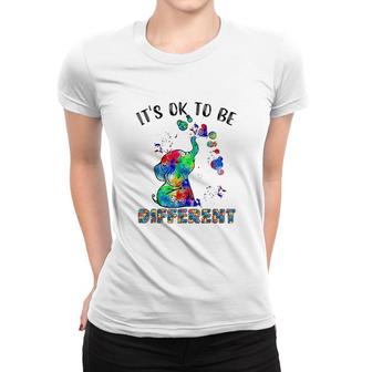 It Is Ok To Be Different Autism Awareness Day Funny Elephant Women T-shirt - Thegiftio UK