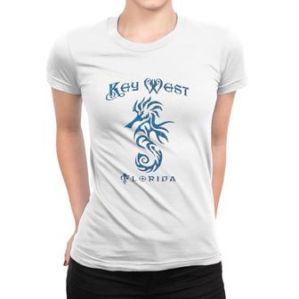 Key West Fl Seahorse Distressed Florida Gift Women T-shirt | Mazezy