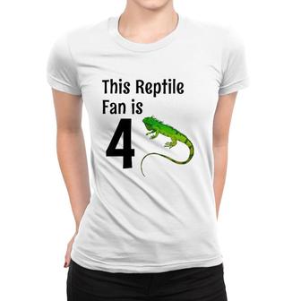 Kids 4 Years Old Lizard Reptile Birthday Party 4Th Birthday Women T-shirt | Mazezy