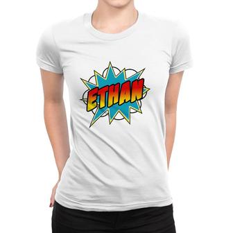 Kids Boys Ethan Comic Book Superhero Name Women T-shirt | Mazezy