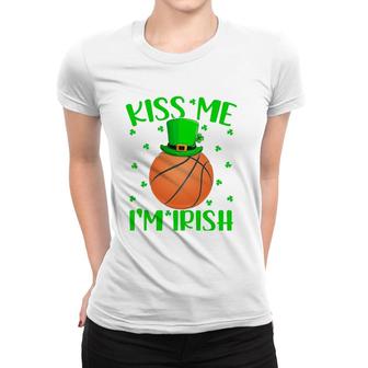 Kiss Me Im Irish Leprechaun Hat Basketball St Patricks Day Women T-shirt - Thegiftio UK