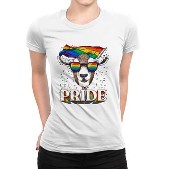 Lgbt Goat Gay Pride Lgbtq Rainbow Flag Sunglasses Women T-shirt | Mazezy