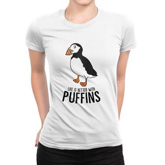Life Is Better With Puffins Raglan Baseball Tee Women T-shirt | Mazezy