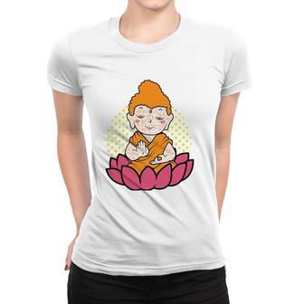 Little Buddha Lotus Flower Be Happy Just Chill Women T-shirt | Mazezy