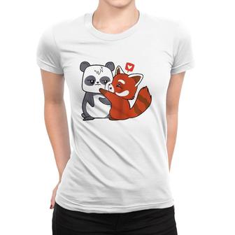 Love Giant Panda Bamboo Bear Cartoon Couple Heart Kids Gifts Women T-shirt | Mazezy