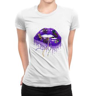 Mardi Gras Lips Queen Carnival Costume New Orleans Lips Women T-shirt | Mazezy