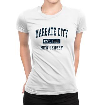Margate City New Jersey Nj Vintage Sports Design Navy Print Women T-shirt | Mazezy