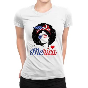 Merica Black Women's4th Of July Us Flag Gifts Women T-shirt | Mazezy