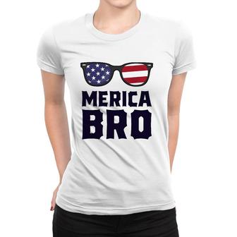 Merica Bro 4Th Of July Sunglasses Patriotic American Women T-shirt | Mazezy