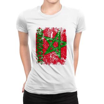 Morocco Flag Vintage Distressed Morocco Women T-shirt | Mazezy