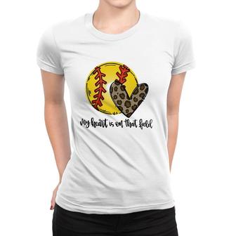My Heart Is On That Field Leopard Softball Mom Mother's Day Women T-shirt | Mazezy