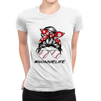 Nonnie Life Softball Baseball Love Nonnielife Mother's Day Women T-shirt | Mazezy