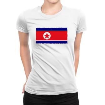 North Korea Flag Distressed Women T-shirt | Mazezy