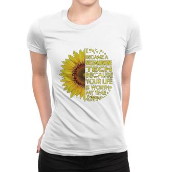 Nuclear Medicine Tech Sunflower Women T-shirt | Mazezy